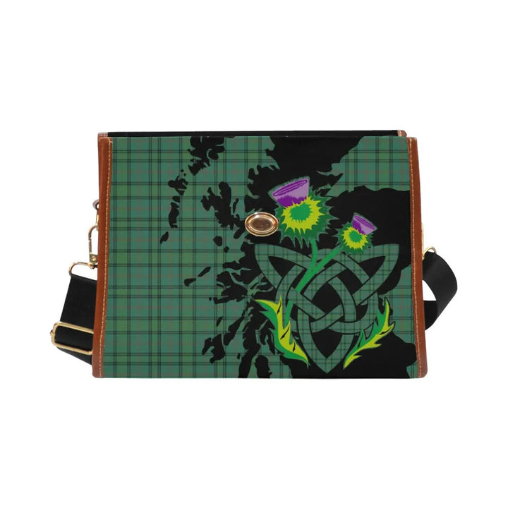 Scottish Ross Hunting Ancient Clan Tartan Waterproof Canvas Bag With Thistle Tartan Plaid 1