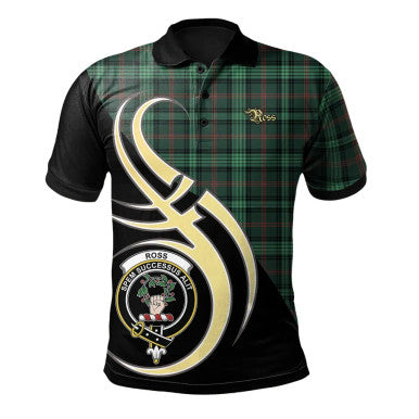 Scottish Ross Hunting Modern Clan Crest Tartan Polo Shirt Believe in Me Front Side Tartan Plaid