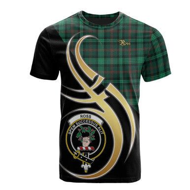 Scottish Ross Hunting Modern Clan Crest Tartan T-Shirt Believe in Me Front Side Tartan Plaid
