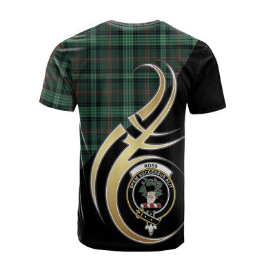 Scottish Ross Hunting Modern Clan Crest Tartan T-Shirt Believe in Me Back Side Tartan Plaid