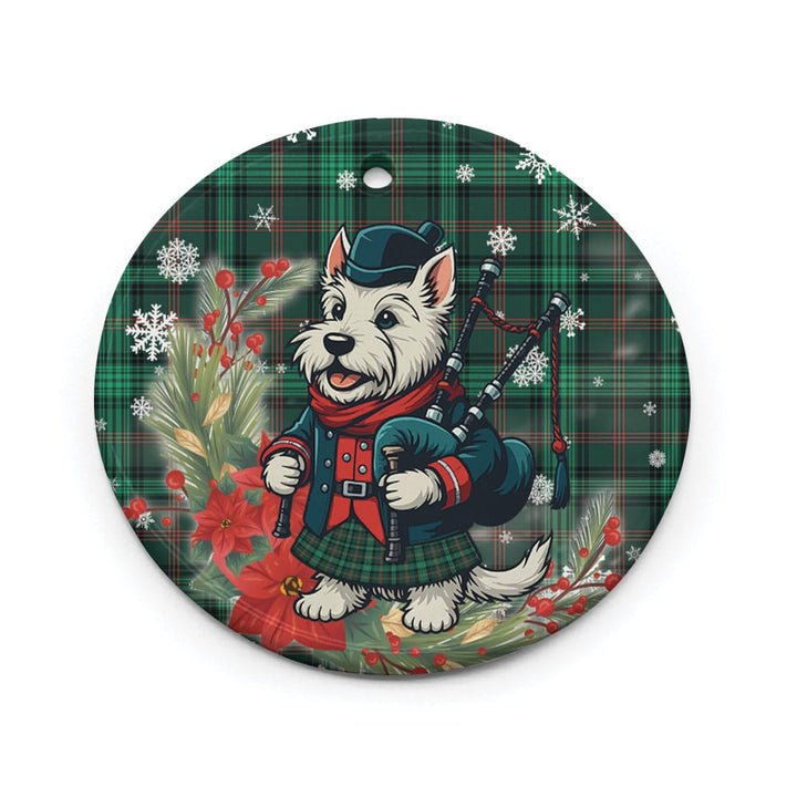 Scottish Ross Hunting Modern Clan Tartan Ceramic Ornament Cute Scottish Terrier Dog Circle Style Tartan Plaid