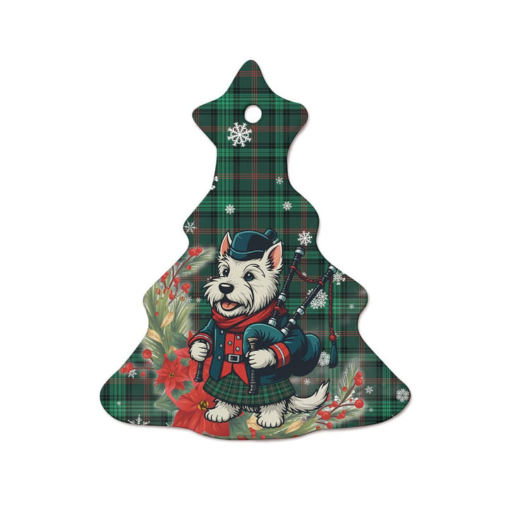 Scottish Ross Hunting Modern Clan Tartan Ceramic Ornament Cute Scottish Terrier Dog Tree Style Tartan Plaid