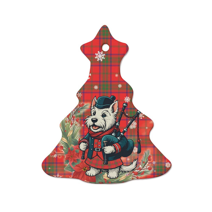 Scottish Ross Modern Clan Tartan Ceramic Ornament Cute Scottish Terrier Dog Tree Style Tartan Plaid