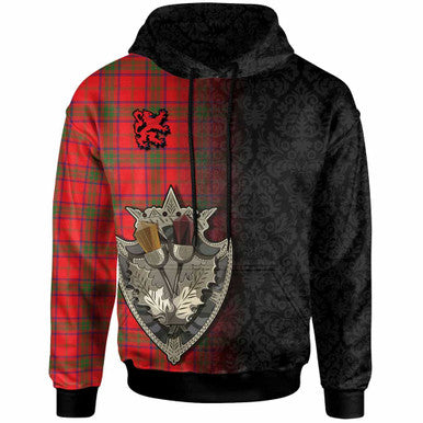 Scottish Ross Modern Clan Tartan Hoodie - Half Thistle Flowers Celtic Design Front Side Tartan Plaid