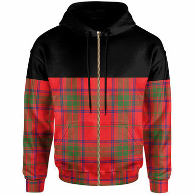 Scottish Ross Modern Clan Tartan Hoodie - Horizontal Style Zip Tartan Plaid