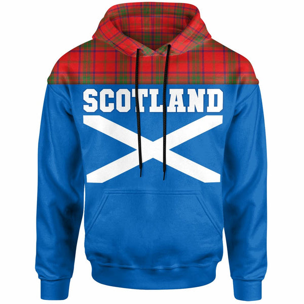 Scottish Ross Modern Clan Tartan Hoodie - Lion Rampant of Scotland With Flag Front Side Tartan Plaid