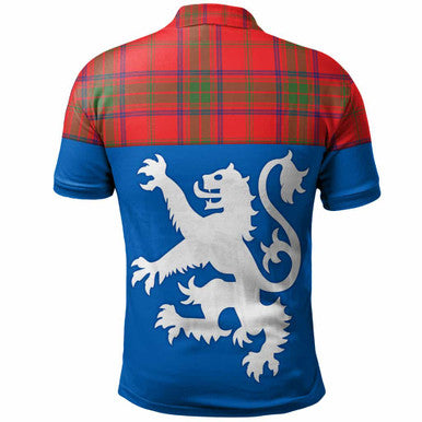 Scottish Ross Modern Clan Tartan Polo Shirt - Lion Rampant of Scotland With Flag Back Side Tartan Plaid