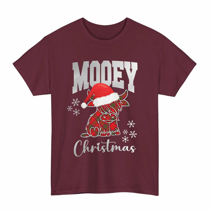 Scottish Ross Modern Clan Tartan T-Shirt - Mooey Christmas Tartan Plaid Maroon Color