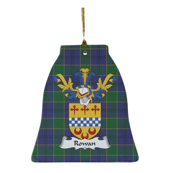 Scottish Rowan Clan Crest Tartan Ceramic Ornament Bell Shape Tartan Plaid