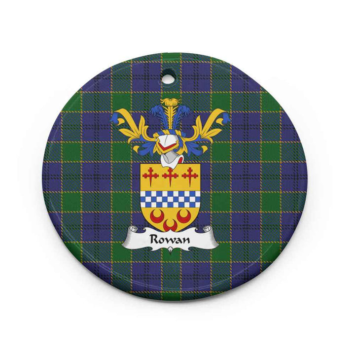 Scottish Rowan Clan Crest Tartan Ceramic Ornament Circle Shape Tartan Plaid