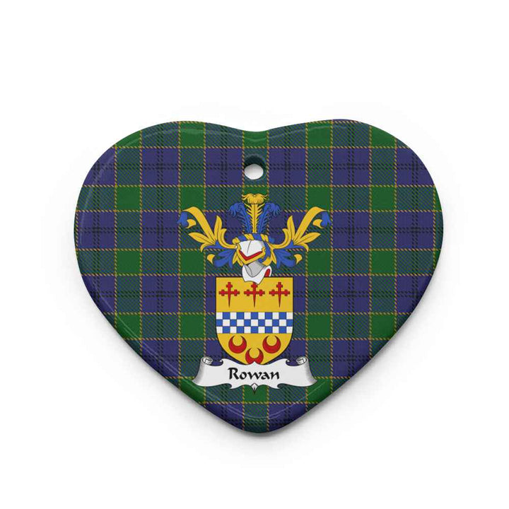 Scottish Rowan Clan Crest Tartan Ceramic Ornament Heart Shape Tartan Plaid