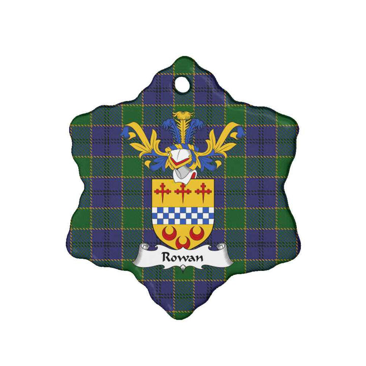 Scottish Rowan Clan Crest Tartan Ceramic Ornament Snow Flake Shape Tartan Plaid