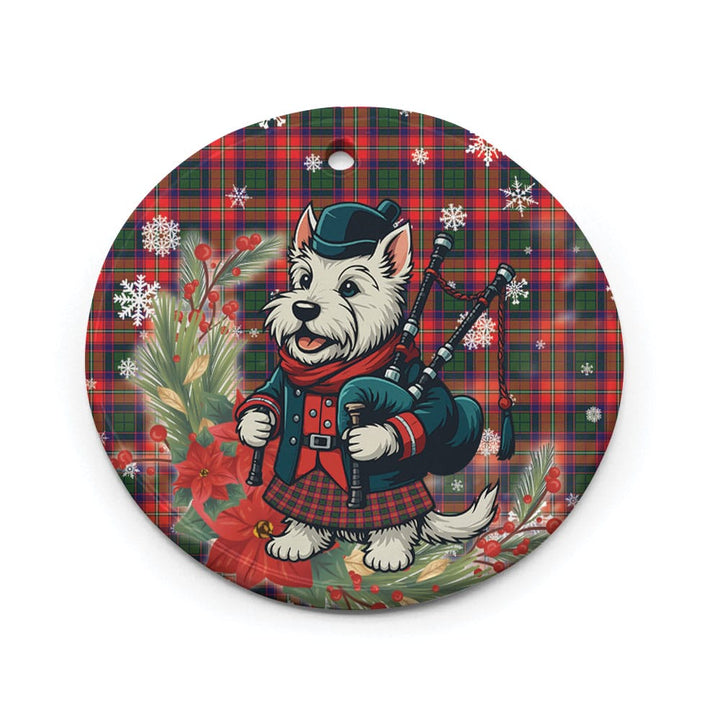 Scottish Roxburgh District Clan Tartan Ceramic Ornament Cute Scottish Terrier Dog Circle Style Tartan Plaid