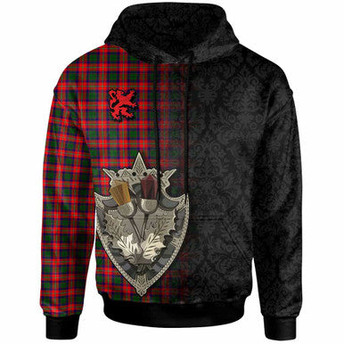 Scottish Roxburgh District Clan Tartan Hoodie - Half Thistle Flowers Celtic Design Front Side Tartan Plaid