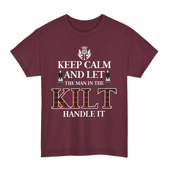 Scottish Roxburgh District Clan Tartan T-Shirt - Keep Calm Tartan Plaid Maroon Color