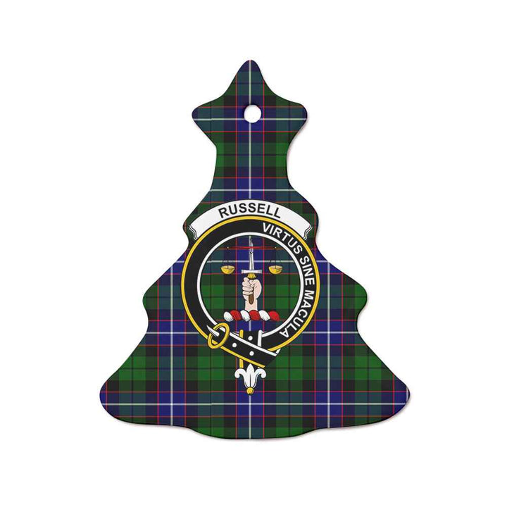 Scottish Russell Clan Crest Tartan Ceramic Ornament Tree Shape Tartan Plaid