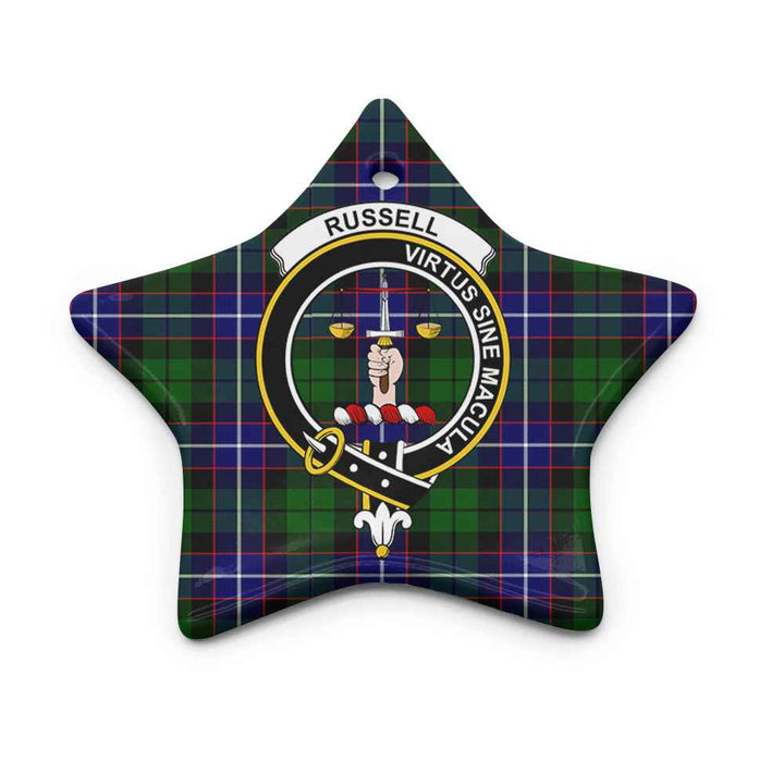 Scottish Russell Clan Crest Tartan Ceramic Ornament Star Shape Tartan Plaid
