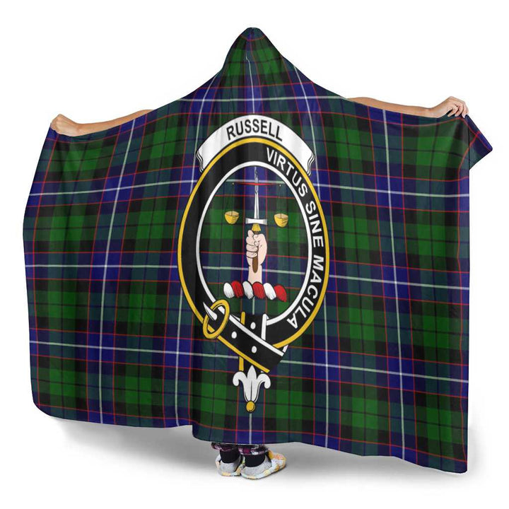 Scottish Russell Clan Crest Tartan Hooded Blanket Tartan Plaid 3