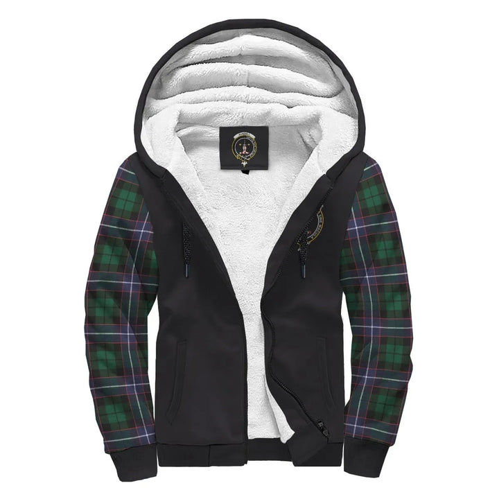 Scottish Russell Clan Crest Tartan Plaid Sleeve Sherpa Hoodie
