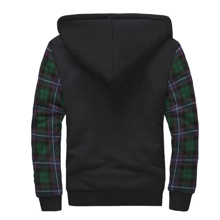 Scottish Russell Clan Crest Tartan Plaid Sleeve Sherpa Hoodie