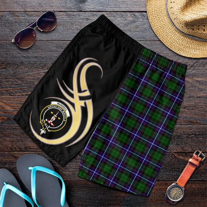 Scottish Russell Modern Clan Crest Tartan Believe in Me Men's Shorts
