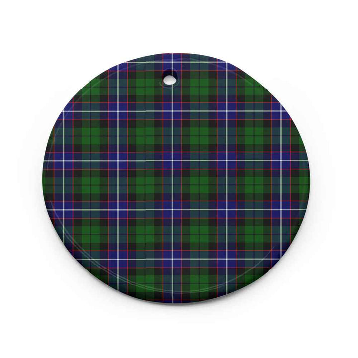 Scottish Russell Modern Clan Tartan Ceramic Ornament Circle Shape Tartan Plaid