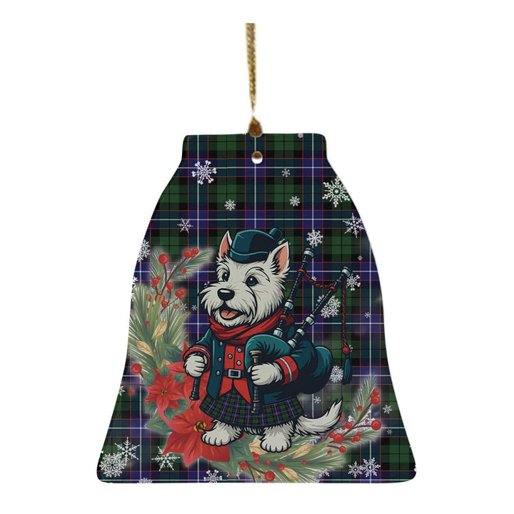 Scottish Russell Modern Clan Tartan Ceramic Ornament Cute Scottish Terrier Dog Bell Style Tartan Plaid