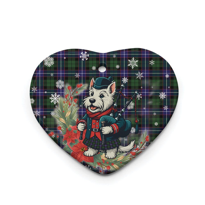 Scottish Russell Modern Clan Tartan Ceramic Ornament Cute Scottish Terrier Dog Heart Style Tartan Plaid