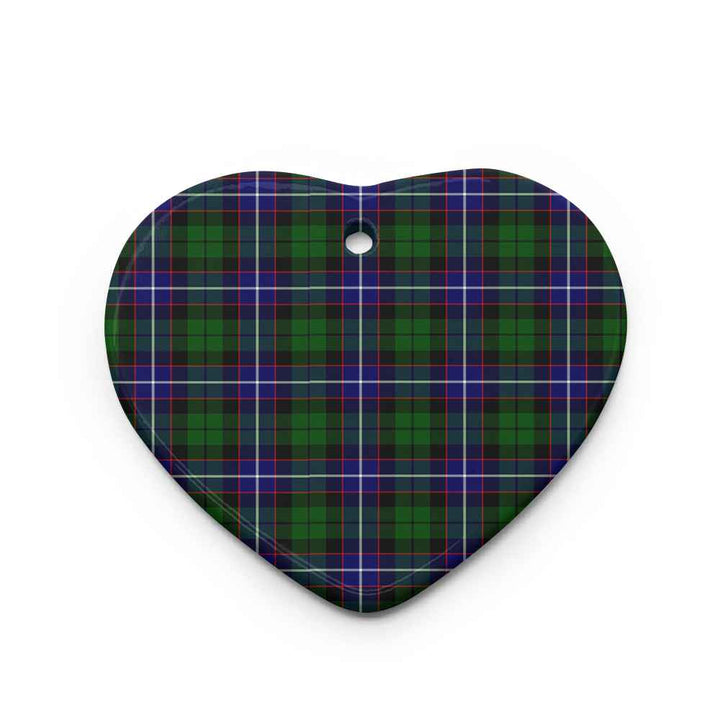 Scottish Russell Modern Clan Tartan Ceramic Ornament Heart Shape Tartan Plaid