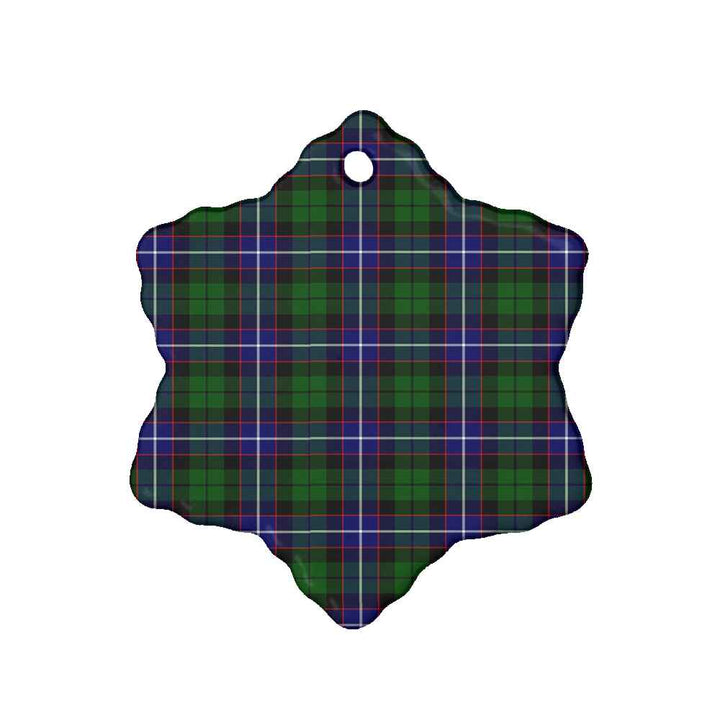 Scottish Russell Modern Clan Tartan Ceramic Ornament Snow Flake Shape Tartan Plaid