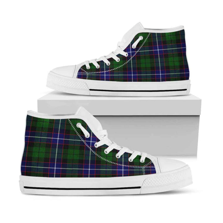 Scottish Russell Modern Clan Tartan High Top Shoes White Sole Tartan Plaid