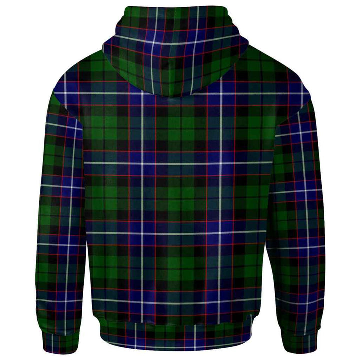Scottish Russell Modern Clan Tartan Hoodie Back Side Tartan Plaid