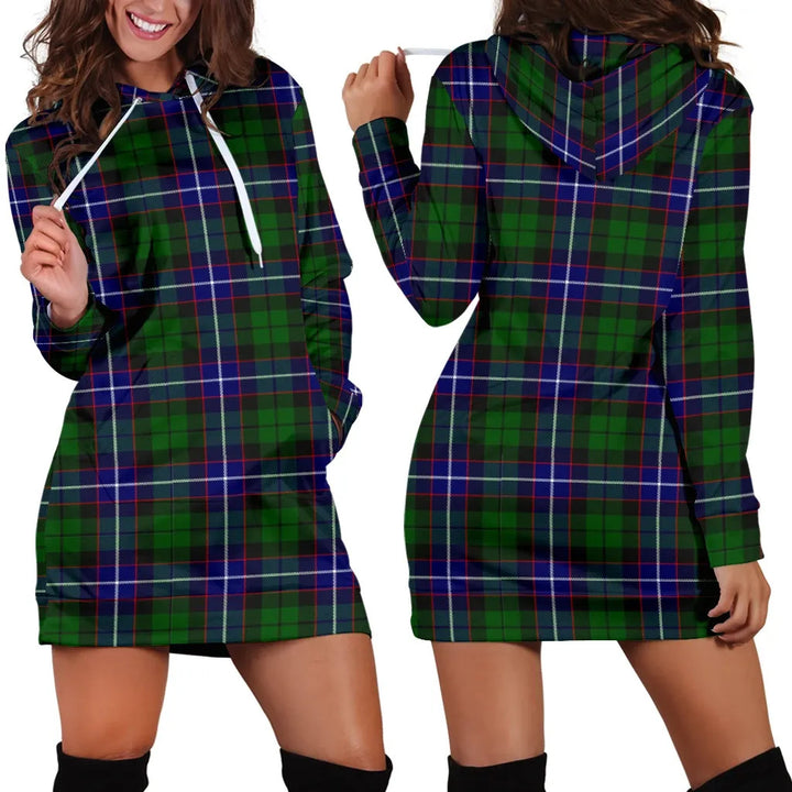 Scottish Russell Modern Clan Tartan Hoodie Dress