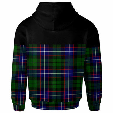 Scottish Russell Modern Clan Tartan Hoodie - Horizontal Style Back Side Tartan Plaid