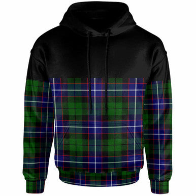 Scottish Russell Modern Clan Tartan Hoodie - Horizontal Style Front Side Tartan Plaid