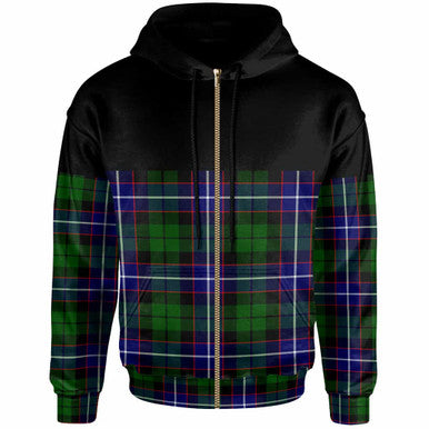 Scottish Russell Modern Clan Tartan Hoodie - Horizontal Style Zip Tartan Plaid