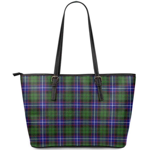 Scottish Russell Modern Clan Tartan Leather Tote Tartan Plaid