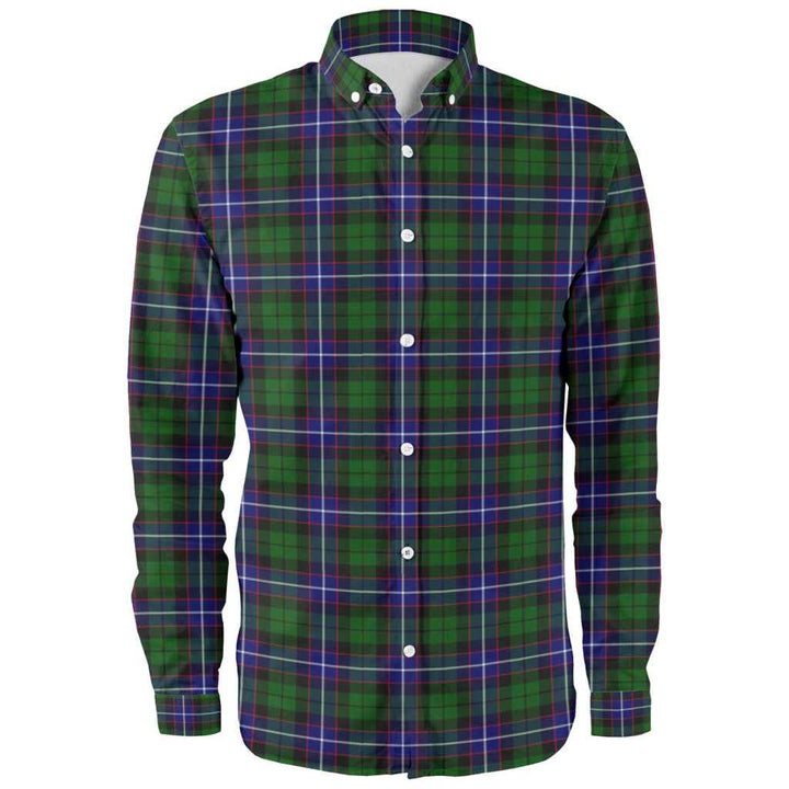 Scottish Russell Modern Clan Tartan Long Sleeve Shirt Front Side Tartan Plaid