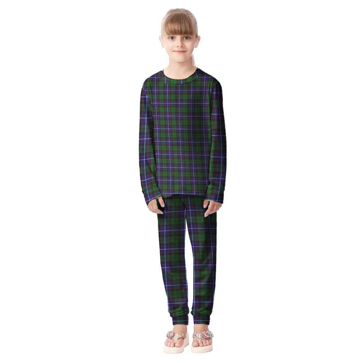 Scottish Russell Modern Clan Tartan Pajama Set Kid Front Side Tartan Plaid
