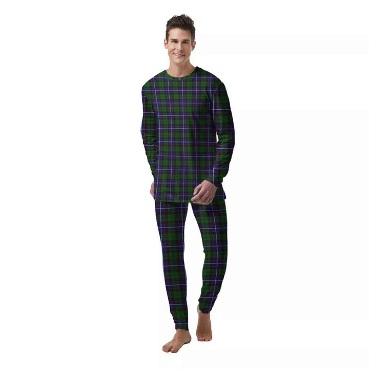 Scottish Russell Modern Clan Tartan Pajama Set  Men Front Side Tartan Plaid
