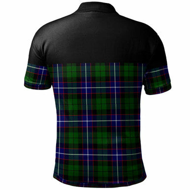 Scottish Russell Modern Clan Tartan Polo Shirt - Horizontal Style Back Side Tartan Plaid