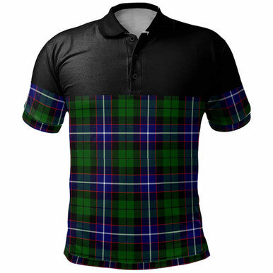 Scottish Russell Modern Clan Tartan Polo Shirt - Horizontal Style Front Side Tartan Plaid