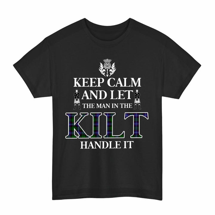 Scottish Russell Modern Clan Tartan T-Shirt - Keep Calm Tartan Plaid Black Color