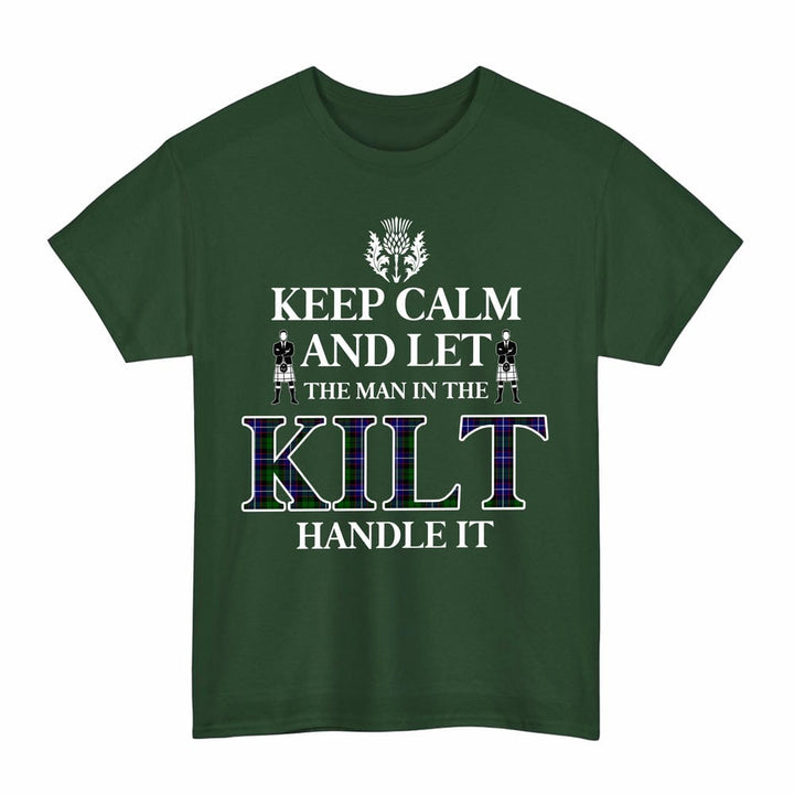 Scottish Russell Modern Clan Tartan T-Shirt - Keep Calm Tartan Plaid Forest Green Color