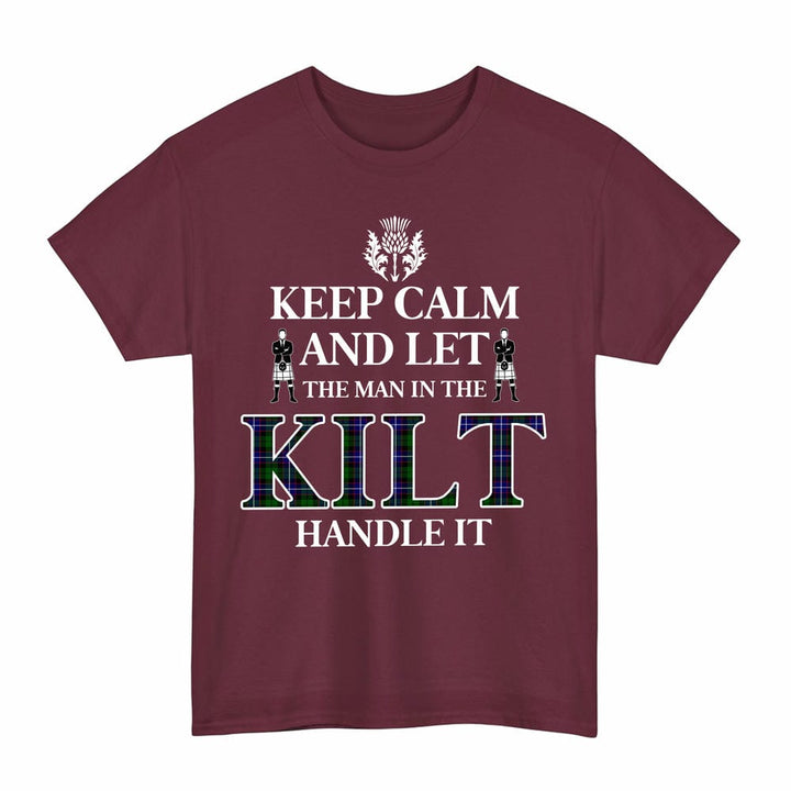 Scottish Russell Modern Clan Tartan T-Shirt - Keep Calm Tartan Plaid Maroon Color