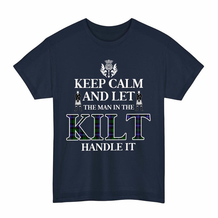 Scottish Russell Modern Clan Tartan T-Shirt - Keep Calm Tartan Plaid Navy Color