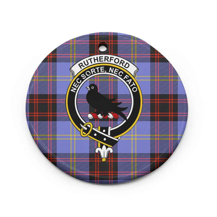 Scottish Rutherford Clan Crest Tartan Ceramic Ornament Circle Shape Tartan Plaid