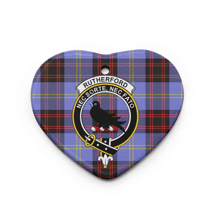 Scottish Rutherford Clan Crest Tartan Ceramic Ornament Heart Shape Tartan Plaid