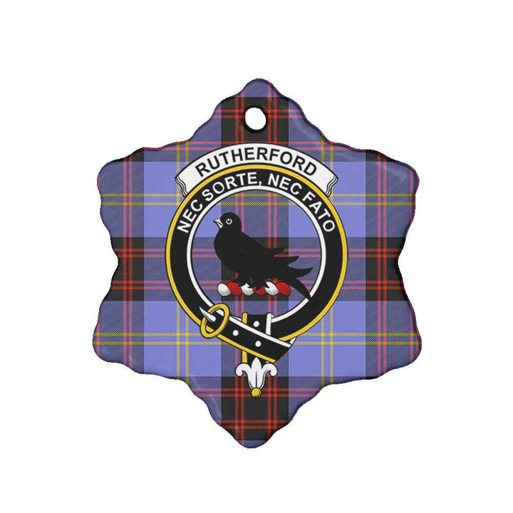 Scottish Rutherford Clan Crest Tartan Ceramic Ornament Snow Flake Shape Tartan Plaid