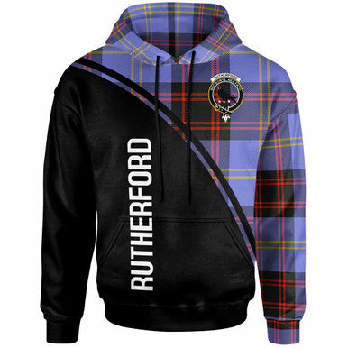 Scottish Rutherford Clan Crest Tartan Curve Hoodie Front Side Tartan Plaid